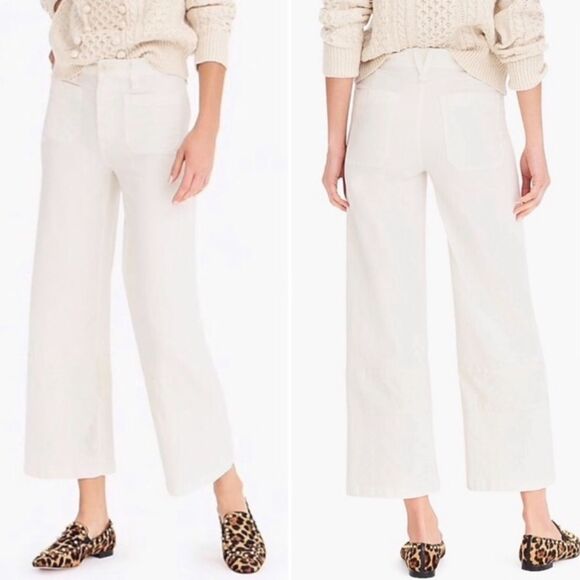 Point Sur J. Crew Wide Leg Pant White Natural 29 Petite - Picture 1 of 12